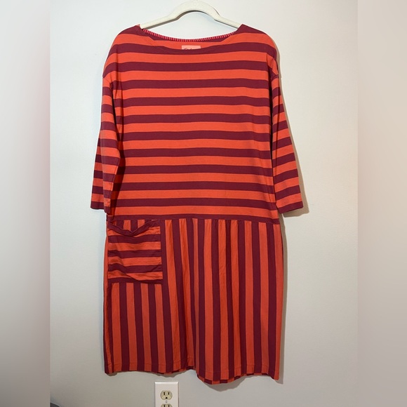 Gudrun Sjoden Women’s Oversized Orange Striped Cotton Shift Dress Size S - Picture 1 of 5